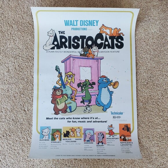 Walt Disney The Aristocats Vintage Movie Poster - Picture 1 of 6